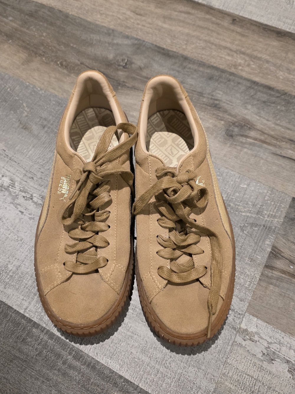 Suede Low-Top Sneakers in Tan